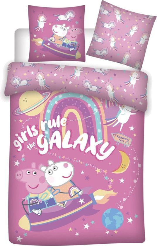 Peppa Pig Dekbedovertrek Galaxy 140 x 200 cm – Polyester - Afbeelding 2