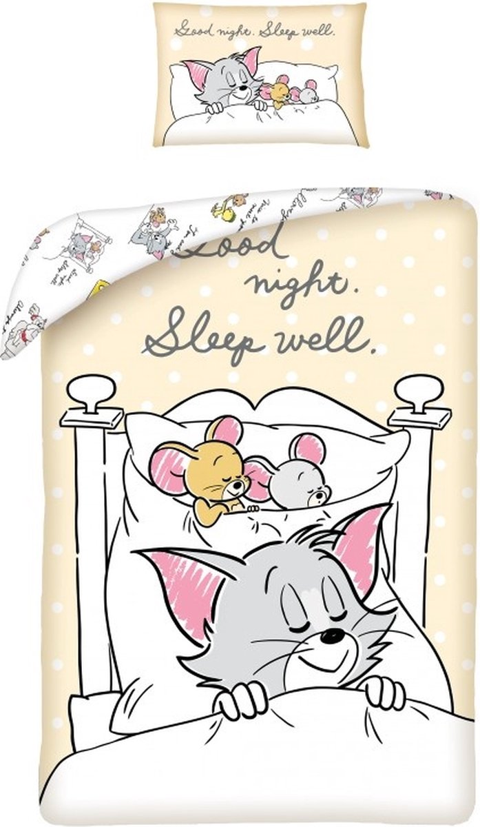 Tom & Jerry Peuterdekbedovertrek Sleep well 100 x 135 cm – Katoen - Afbeelding 2