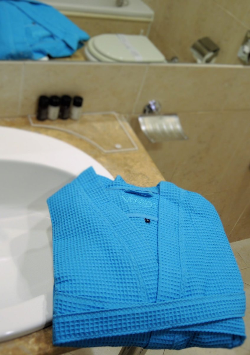 Turquoise wafelkimono kort damesmodel van Vossen - Afbeelding 6