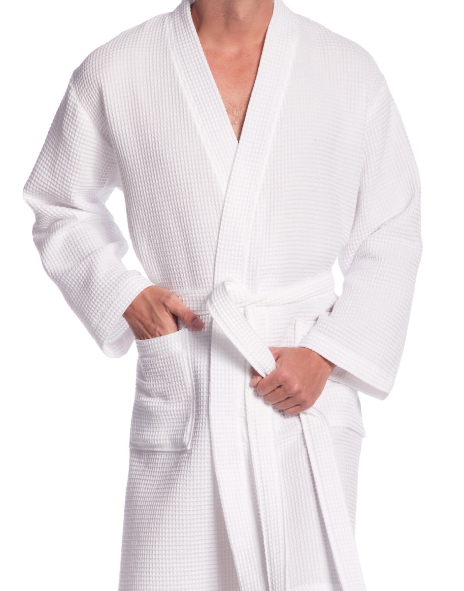 Korte witte wafelkimono van Vossen - Afbeelding 5