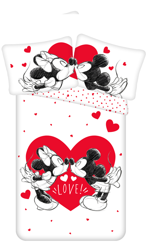 Disney Mickey & Minnie Mouse Dekbedovertrek love hearts – Eenpersoons – 140 x 200 cm – Katoen - Afbeelding 2