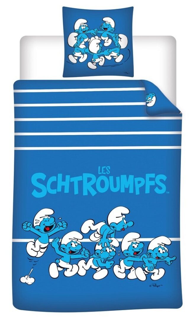 Smurfen dekbedovertrek katoen 140 x 200 cm 63x63cm - Afbeelding 2